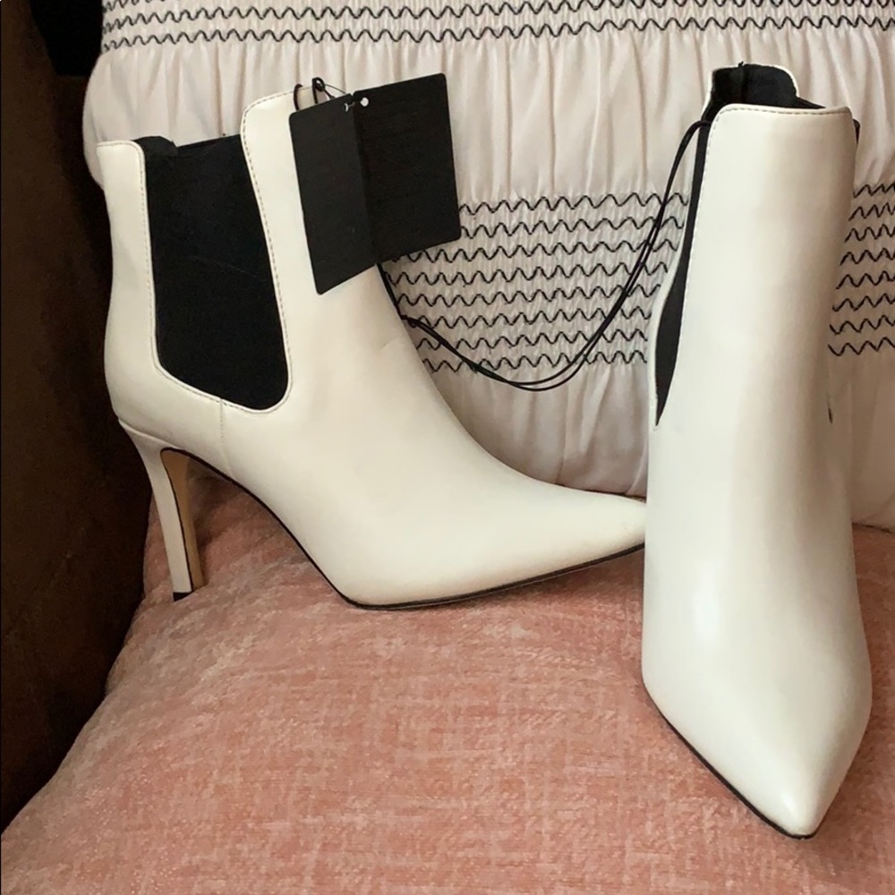 White and black booties